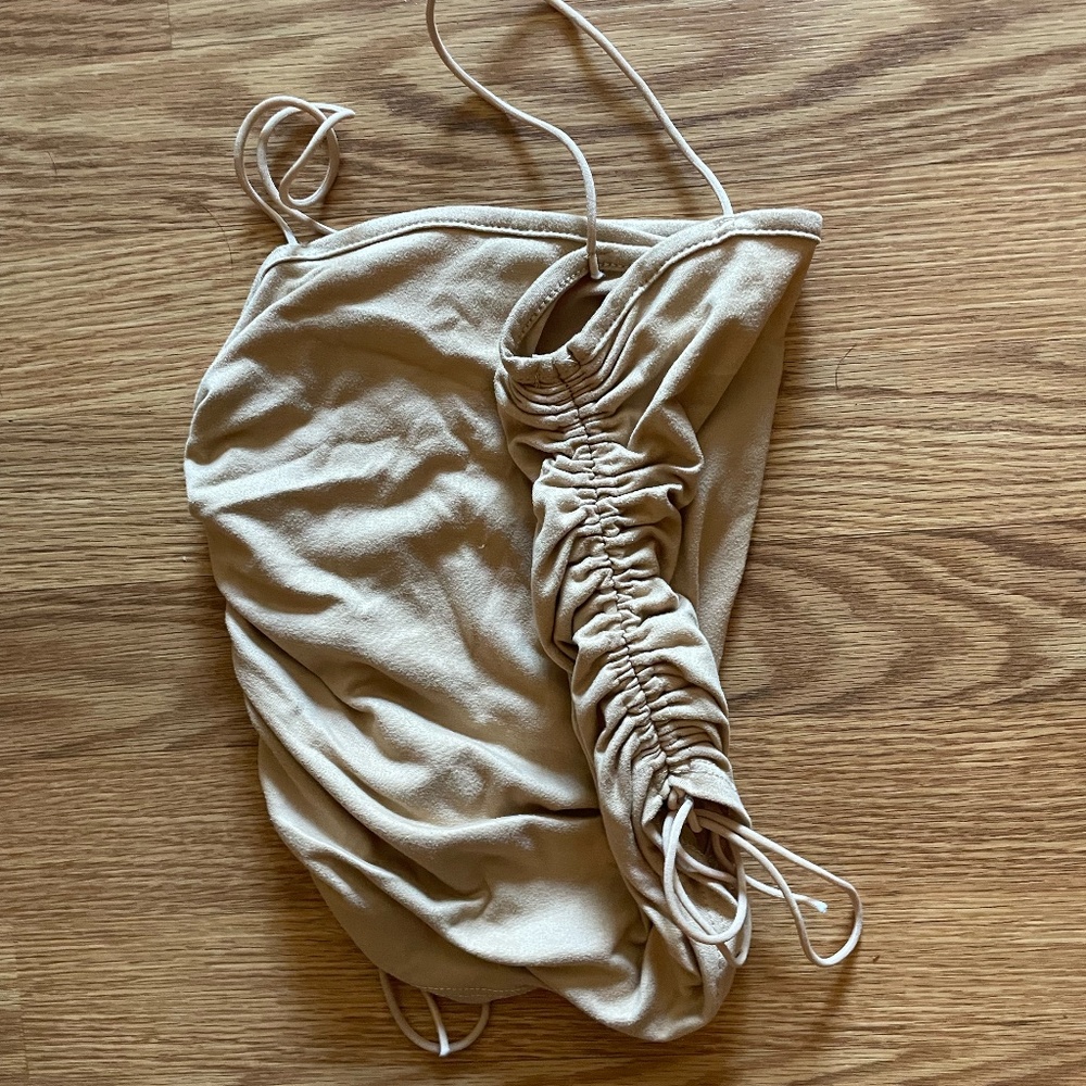 Tan synch crop top